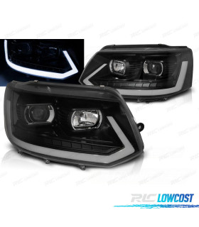 FARI PER VOLKSWAGEN VW T5 10-15 NERI TUBE LIGHT CON FRECCE A LED DINAMICHE