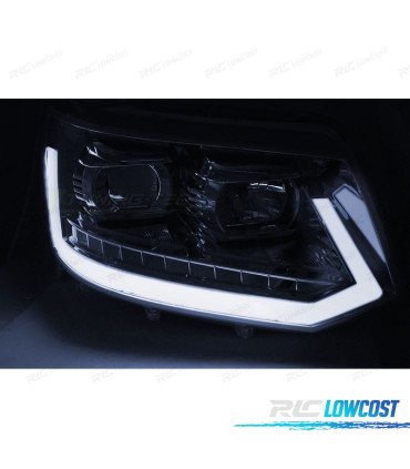 FARI PER VOLKSWAGEN VW T5 10-15 NERI TUBE LIGHT CON FRECCE A LED DINAMICHE