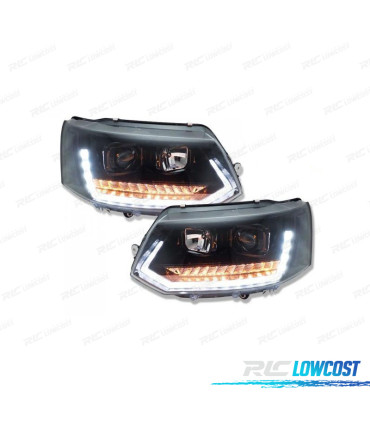 FARI PER VOLKSWAGEN VW T5 GP 09-14 DRL CON FRECCIA DINAMICA A LED NERO LUCIDO