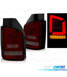 FANALI PER VOLKSWAGEN VW T5 10-15 2P FULL LED DINAMICI ROSSI FUMÉ