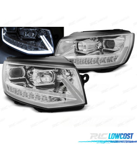 FARI PER VOLKSWAGEN VW T6 15-19 TUBE LIGHT LED SEQ DRL CROMATI