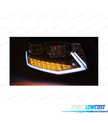 FARI PER VOLKSWAGEN VW T6 15-19 TUBE LIGHT LED SEQ DRL CROMATI
