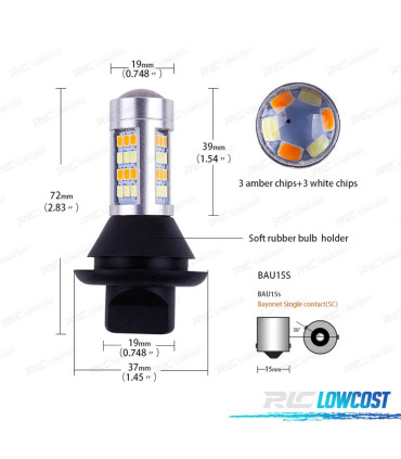 2 LAMPADE DRL BIANCHE FRECCIA A LED BAU15S