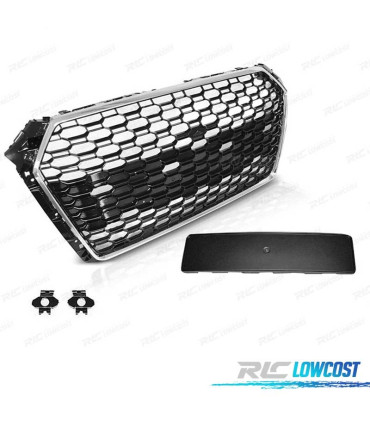 GRIGLIA PER AUDI A4 B9 15-19 LOOK RS4 PDC CROMATO NERO