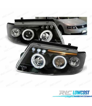 FARI PER VOLKSWAGEN VW PASSAT 3B 96-00 ANGEL EYES LED FONDO NERO