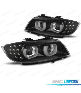 FARI XENON AFS ANGEL EYES U 3D LED BMW E90 E91 08-12 FONDO NERO