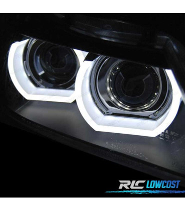 FARI XENON AFS ANGEL EYES U 3D LED BMW E90 E91 08-12 FONDO NERO