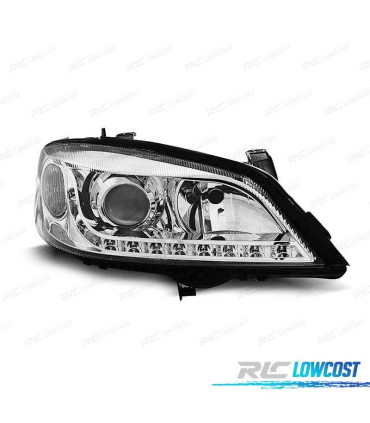 FARI PER OPEL ASTRA G 97-04 LUCE DIURNA A LED CROMATI