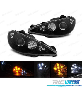 FARI PER PEUGEOT 206 02- LUCE DIURNA A LED NERO