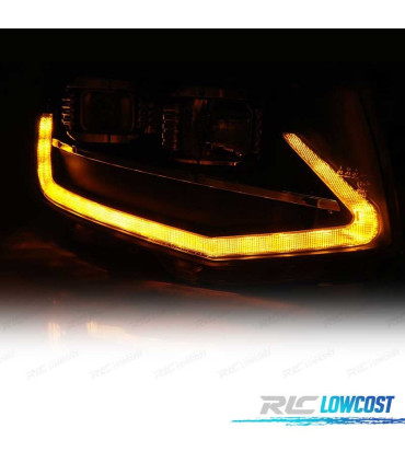 FARI PER VOLKSWAGEN VW T6 15-19 LUCE DIURNA DRL NERO DINAMICI