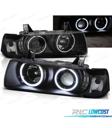 FARI PER BMW E36 90-99 CCFL OCCHI ANGEL FONDO NERO