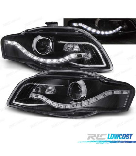 FARI AUDI A4 B7 LUCE DIURNA A LED FONDO NERO 04-07