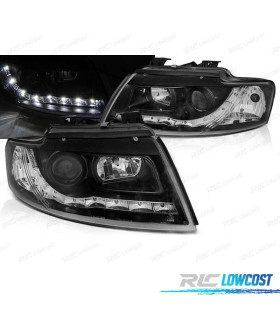FARI AUDI A4 B6 00-04 LUCE DIURNA A LED FONDO NERO