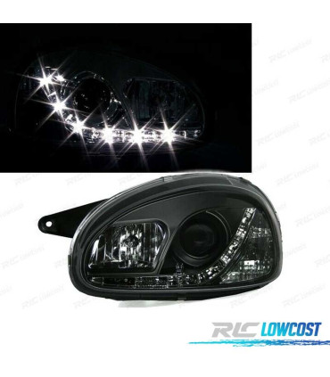 FARI OPEL CORSA B 93-00 LUCE DIURNA A LED FONDO NERO