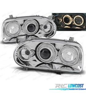FARI PER VOLKSWAGEN VW GOLF 3 91-97 ANGEL EYES CROMATI FRECCE
