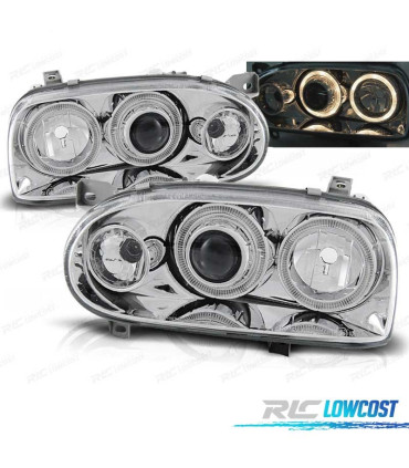 FARI PER VOLKSWAGEN VW GOLF 3 91-97 ANGEL EYES CROMATI FRECCE