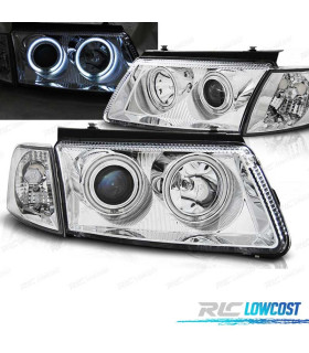 FARI PER VOLKSWAGEN VW PASSAT B5 3B 96-00 ANGEL EYES CCFL CROMATO