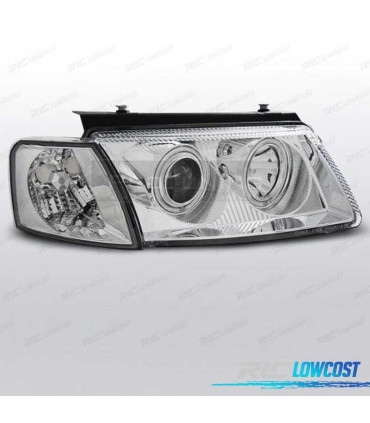 FARI PER VOLKSWAGEN VW PASSAT B5 3B 96-00 ANGEL EYES CCFL CROMATO