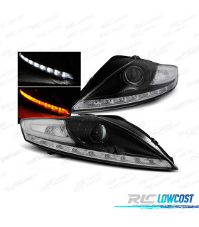 FARI PER FORD MONDEO MK4 07-10 LUCE DIURNA FRECCIA A LED SFONDO NERO