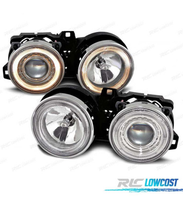 FARI PER BMW SERIE 3 E30 82-94 ANGEL EYES FONDO CROMATO