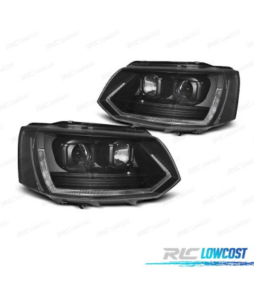 FARI PER VOLKSWAGEN VW T5 MULTIVAN CARAVELLE 10-15 LOOK T6 DRL LED NERO