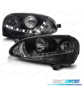 FARI PER VOLKSWAGEN VW GOLF MK5 03-08 LUCE DIURNA A LED FONDO NERO