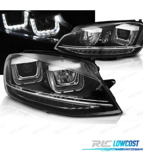 FARI VOLKSWAGEN VW GOLF 7 12-17 U-TYPE DRL DINAMICI NERO