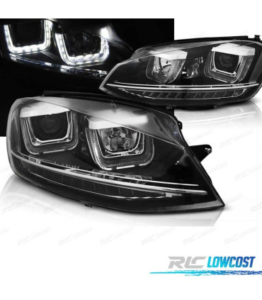 FARI VOLKSWAGEN VW GOLF 7 12-17 U-TYPE DRL DINAMICI NERO