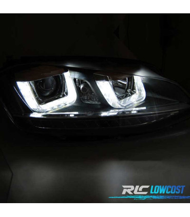 FARI VOLKSWAGEN VW GOLF 7 12-17 U-TYPE DRL DINAMICI NERO
