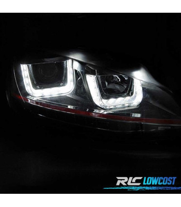 FARI VOLKSWAGEN VW GOLF 7 12-17 U-TYPE DRL DINAMICI NERO LINEA ROSSA