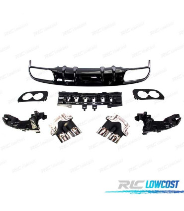 DIFFUSORE MERCEDES CLASSE C W205 SEDAN 14-20 AMG PDC + TERMINALI DI SCARICO CROMATI