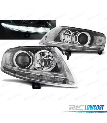 FARI AUDI A6 C6 04-08 XENON LUCE DIURNA LED DRL CROMATI