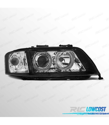 FARI AUDI A6 99-01 XENON OCCHI ANGEL LED FONDO NERO