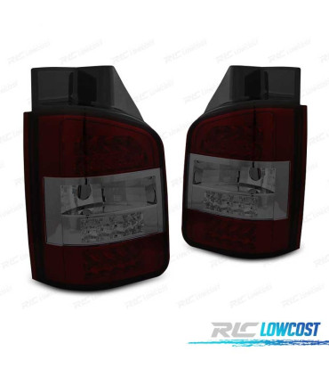 FANALI PER VOLKSWAGEN VW T5 10-15 TRASPORTER 2P LED ROSSO AFFUMICATO