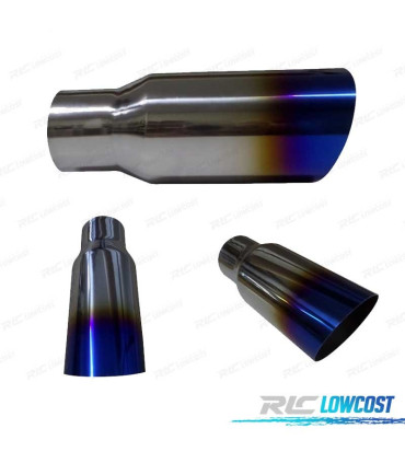 TERMINALE SCARICO COLLA TONDA 61-90MM INOX TAGLIO DIAGONALE BLU BRUCIATO