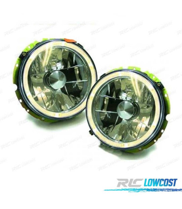 FARI PER VOLKSWAGEN VW GOLF MK1 74-83 ANGEL EYES FONDO CROMATO
