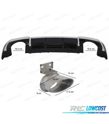 DIFFUSORE AUDI A3 8V 16-20 LOOK RS3 + TERMINALI DI SCARICO