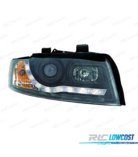 FARI PER AUDI A4 B6 LIMOUSINE AVANT 00-04 LUCE DIURNA A LED FONDO NERO