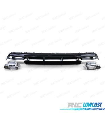 DIFFUSORE MERCEDES CLASSE A W176 12-18 LOOK A45 AMG NERO LUCIDO + TERMINALI DI SCARICO