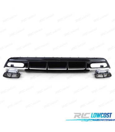 DIFFUSORE MERCEDES CLASSE A W176 15-18 LOOK A-45 AMG NERO LUCIDO + TERMINALI DI SCARICO