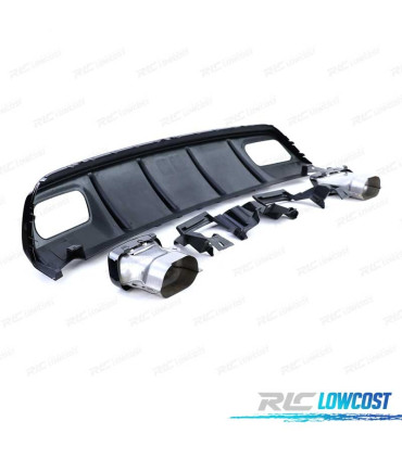 DIFFUSORE MERCEDES CLASSE A W176 15-18 LOOK A-45 AMG NERO LUCIDO + TERMINALI DI SCARICO