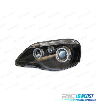 FARI PER VOLKSWAGEN VW POLO 9N3 05-09 ANGEL EYES FONDO NERO