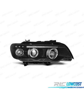 FARI PER BMW X5 E53 99-03 FONDO NERO OCCHI ANGELLO