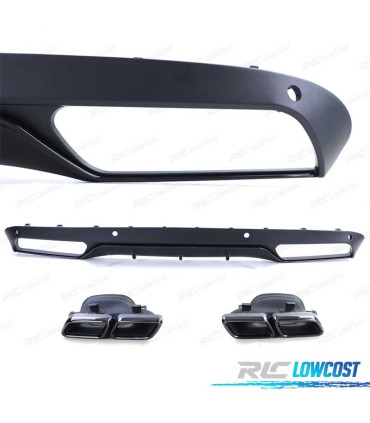 DIFFUSORE MERCEDES CLASSE C W205 SEDAN 14-18 LOOK AMG NERO OPACO + TERMINALI DI SCARICO