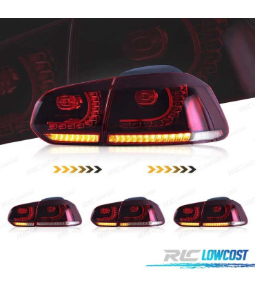 FANALI VOLKSWAGEN VW GOLF 6 LOOK R FULL LED DINAMICI ROSSI 08-13