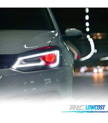 FARI PER VOLKSWAGEN VW POLO 6R 09-17 BARRE LUMINOSE A LED DEVIL EYES