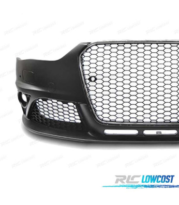 PARAURTI ANTERIORE PER AUDI A4 B8 11-15 PDC SRA LOOK RS GRIGLIA CROMATA