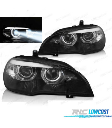 FARI BMW X5 E70 07-13 ORIGINALE XENON ANGEL EYES 3D LED NERO AFS