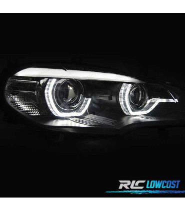 FARI BMW X5 E70 07-13 ORIGINALE XENON ANGEL EYES 3D LED NERO AFS