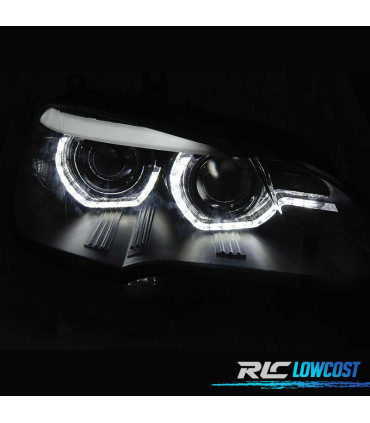 FARI LED BMW X5 E70 07-13 OEM XENON OCCHI ANGEL NERO